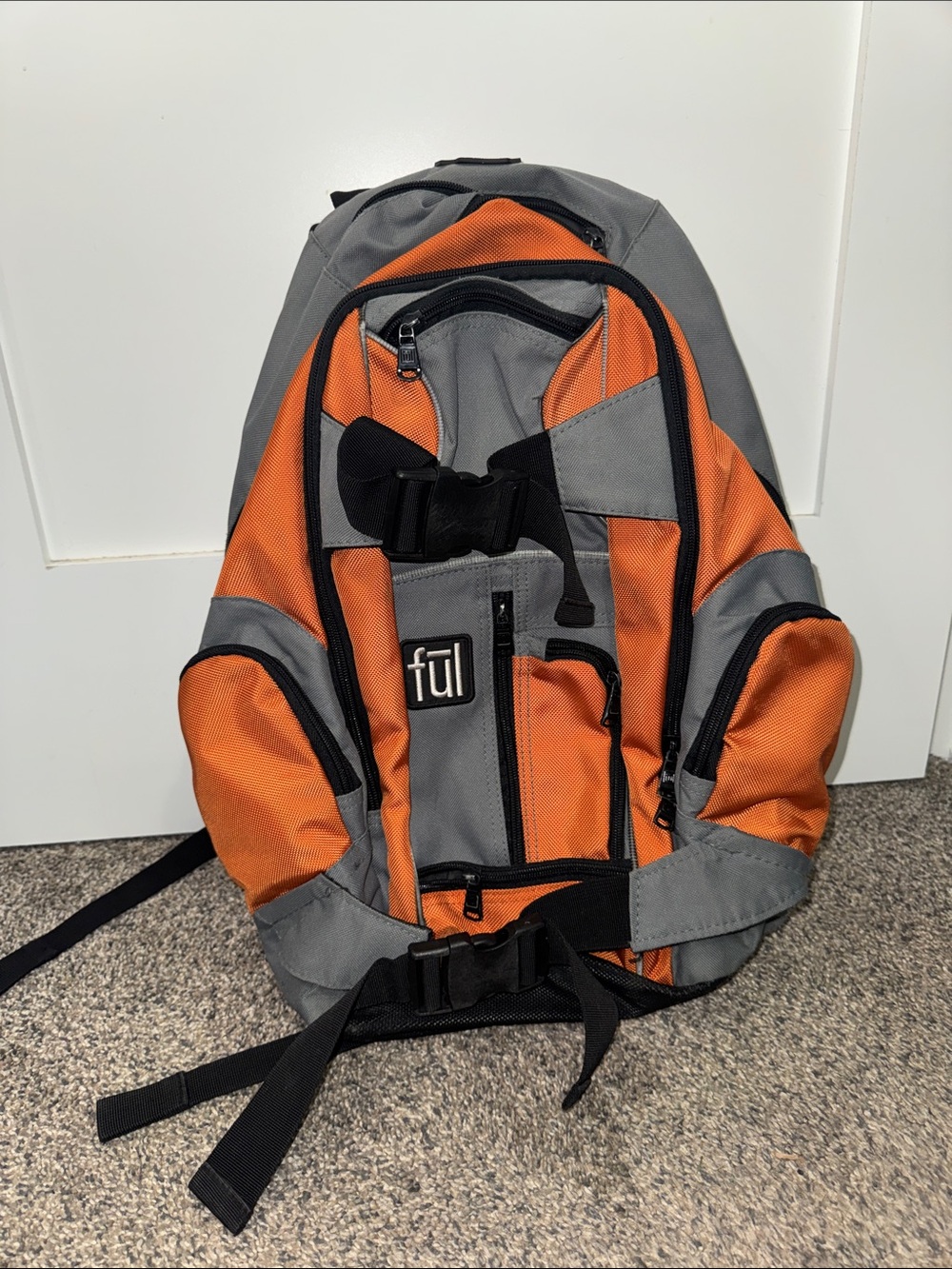 Ful Orange & Gray Unisex Overton Hiking Laptop compatible Backpack Gorpcore